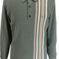 Gabicci Vintage Khaki Green Soda Stripe Knitted Polo
