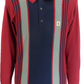Gabicci Mens Claret Searle Multi Stripe Knitted Polo