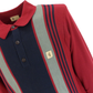 Gabicci Mens Claret Searle Multi Stripe Knitted Polo