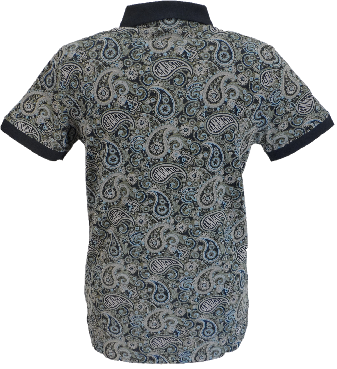 Lambretta Navy Blue/Grey Paisley Print Polo Shirts
