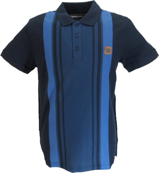 Lambretta Navy Ocean Retro Striped Polo Shirts