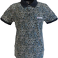 Lambretta Navy Blue/Grey Paisley Print Polo Shirts