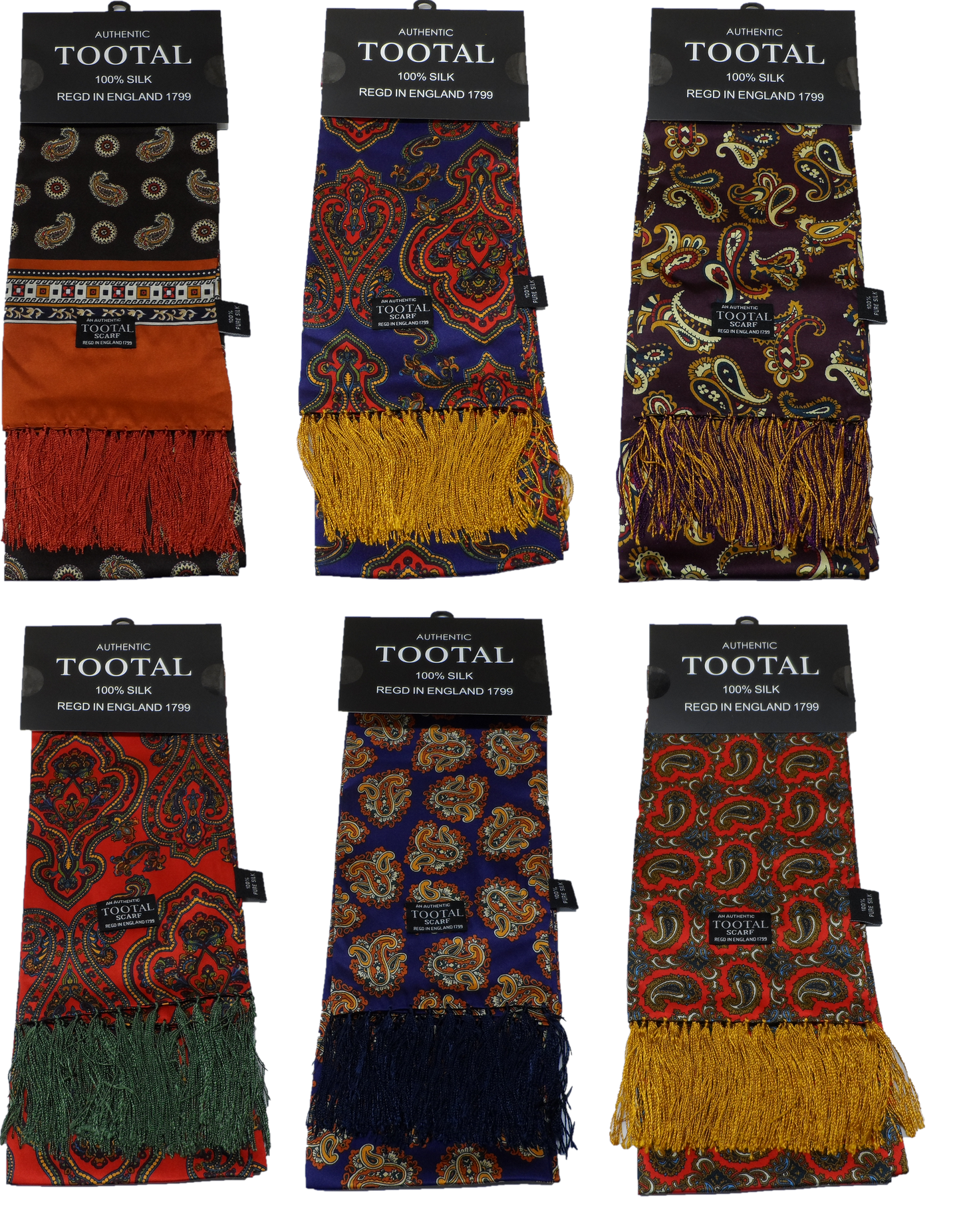 Tootal Mens Retro Paisley Print 100% Silk Scarves