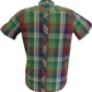 Trojan Mens Army Green Large Tartan Check Short Sleeved Shirts and Pocket Square