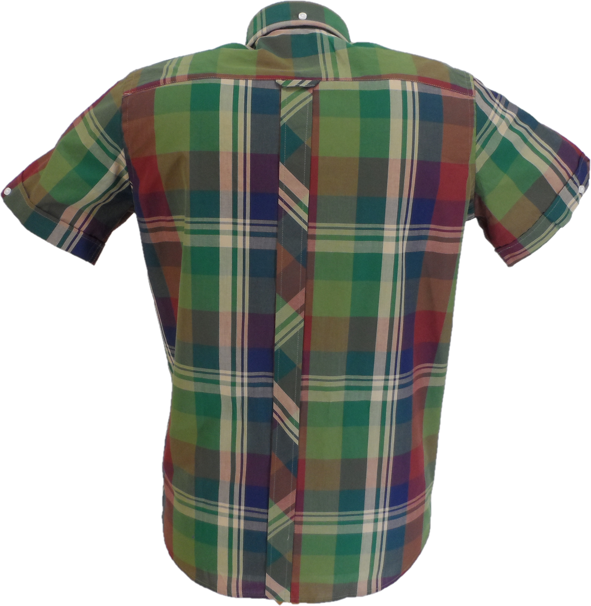 Trojan Mens Army Green Large Tartan Check Short Sleeved Shirts and Pocket Square