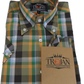 Trojan Mens Chocolate Multi-Check Check Short Sleeved Shirts and Pocket Square