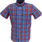 Trojan Mens Cobalt Multi Check Short Sleeved Shirts and Pocket Square