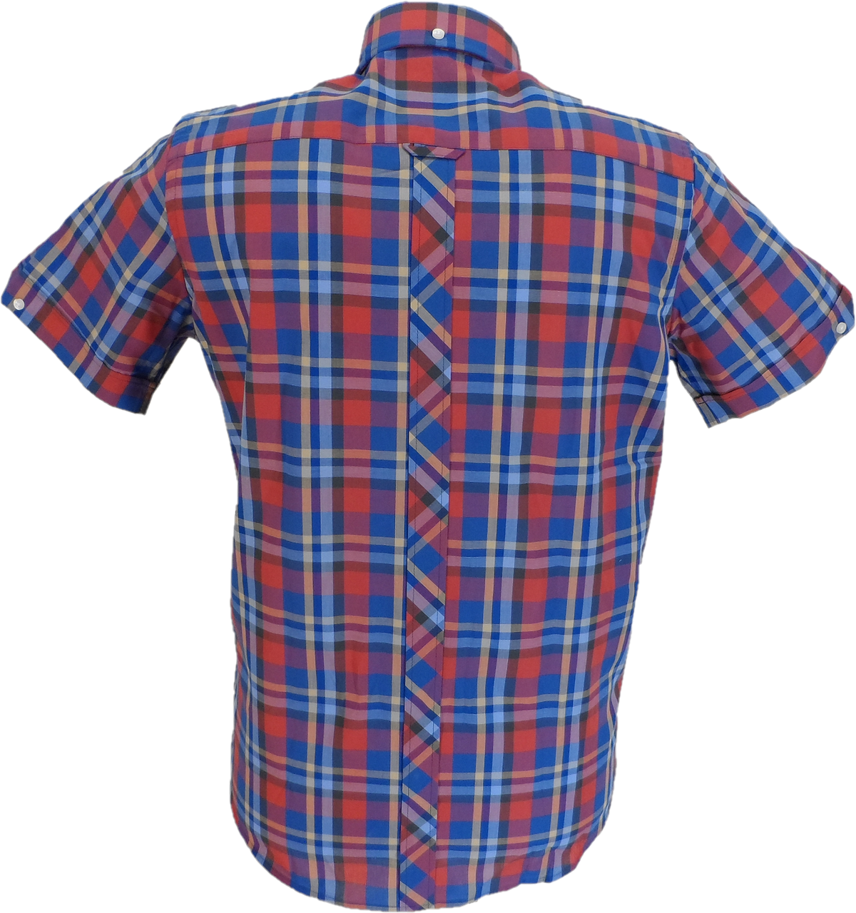 Trojan Mens Cobalt Multi Check Short Sleeved Shirts and Pocket Square
