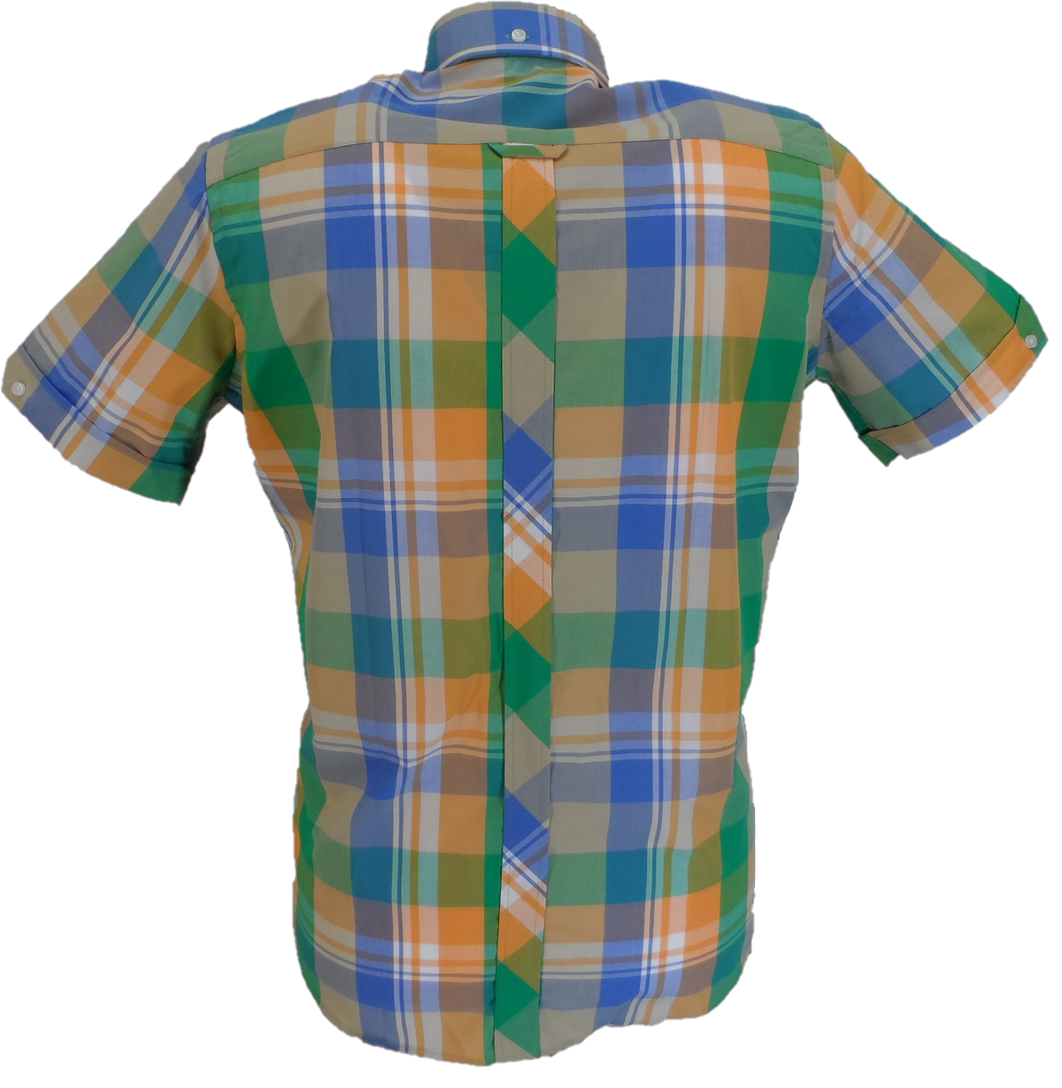 Trojan Mens Green Large Tartan Check Short Sleeved Shirts and Pocket Square