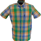 Trojan Mens Green Large Tartan Check Short Sleeved Shirts and Pocket Square