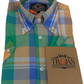 Trojan Mens Green Large Tartan Check Short Sleeved Shirts and Pocket Square