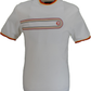 Trojan Mens Ecru Retro Print Ringer T Shirt