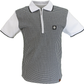 Trojan Mens White Mono Houndstooth Zip Polo Polo Shirt