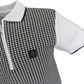 Trojan Mens White Mono Houndstooth Zip Polo Polo Shirt