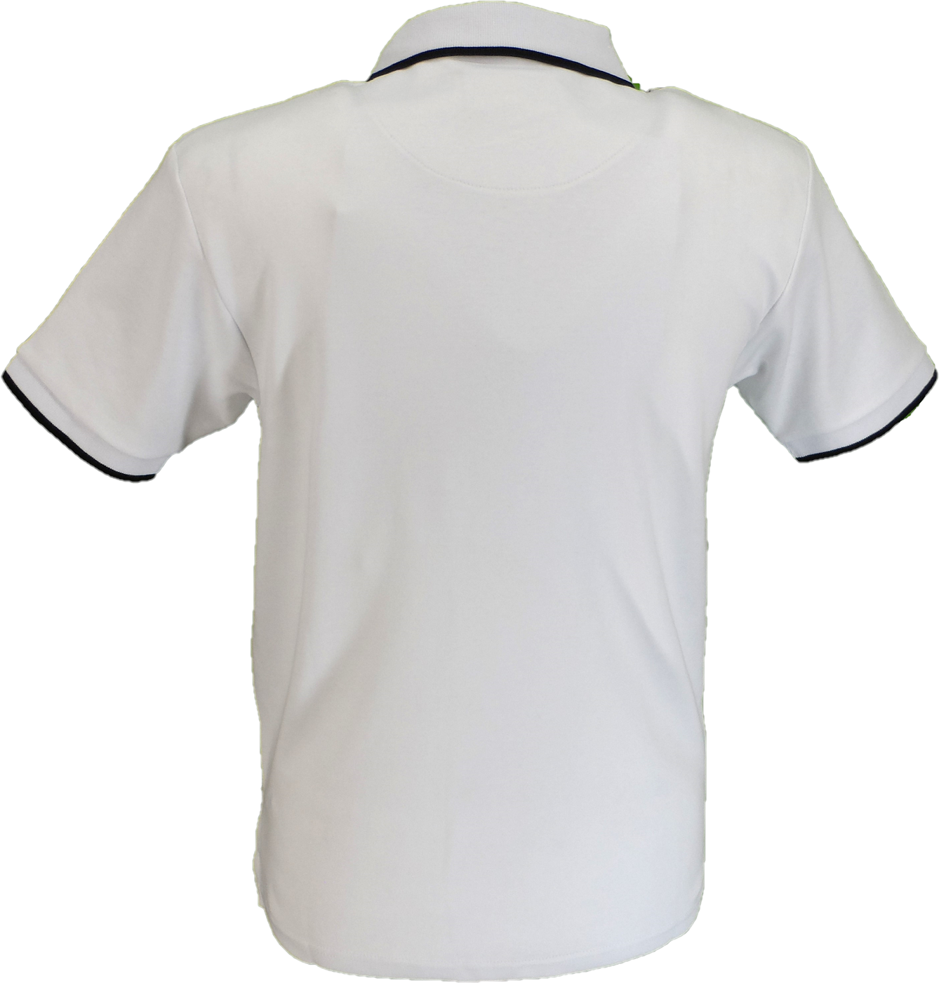 Trojan Mens White Mono Houndstooth Zip Polo Polo Shirt