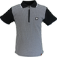 Trojan Mens Black Mono Houndstooth Zip Polo Polo Shirt