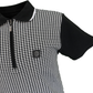 Trojan Mens Black Mono Houndstooth Zip Polo Polo Shirt