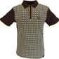 Trojan Mens Brown Retro Houndstooth Polo Shirt