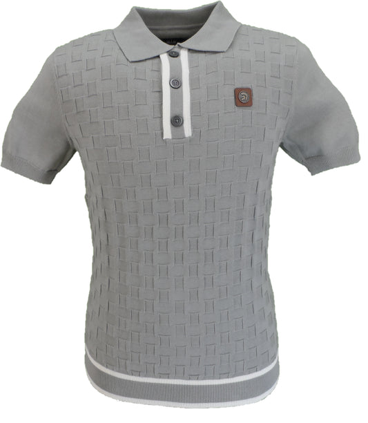 Trojan Mens Grey Self-Check Fine Gauge Polo Shirt