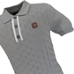 Trojan Mens Grey Self-Check Fine Gauge Polo Shirt