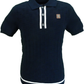 Trojan Mens Navy Blue Self-Check Fine Gauge Polo Shirt