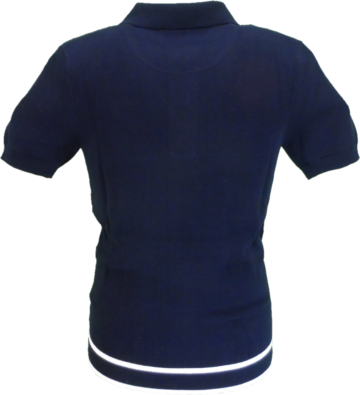 Trojan Mens Navy Blue Self-Check Fine Gauge Polo Shirt