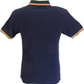 Trojan Mens Navy Blue Old School Pique Tipped Polo Shirt