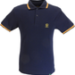Trojan Mens Navy Blue Old School Pique Tipped Polo Shirt