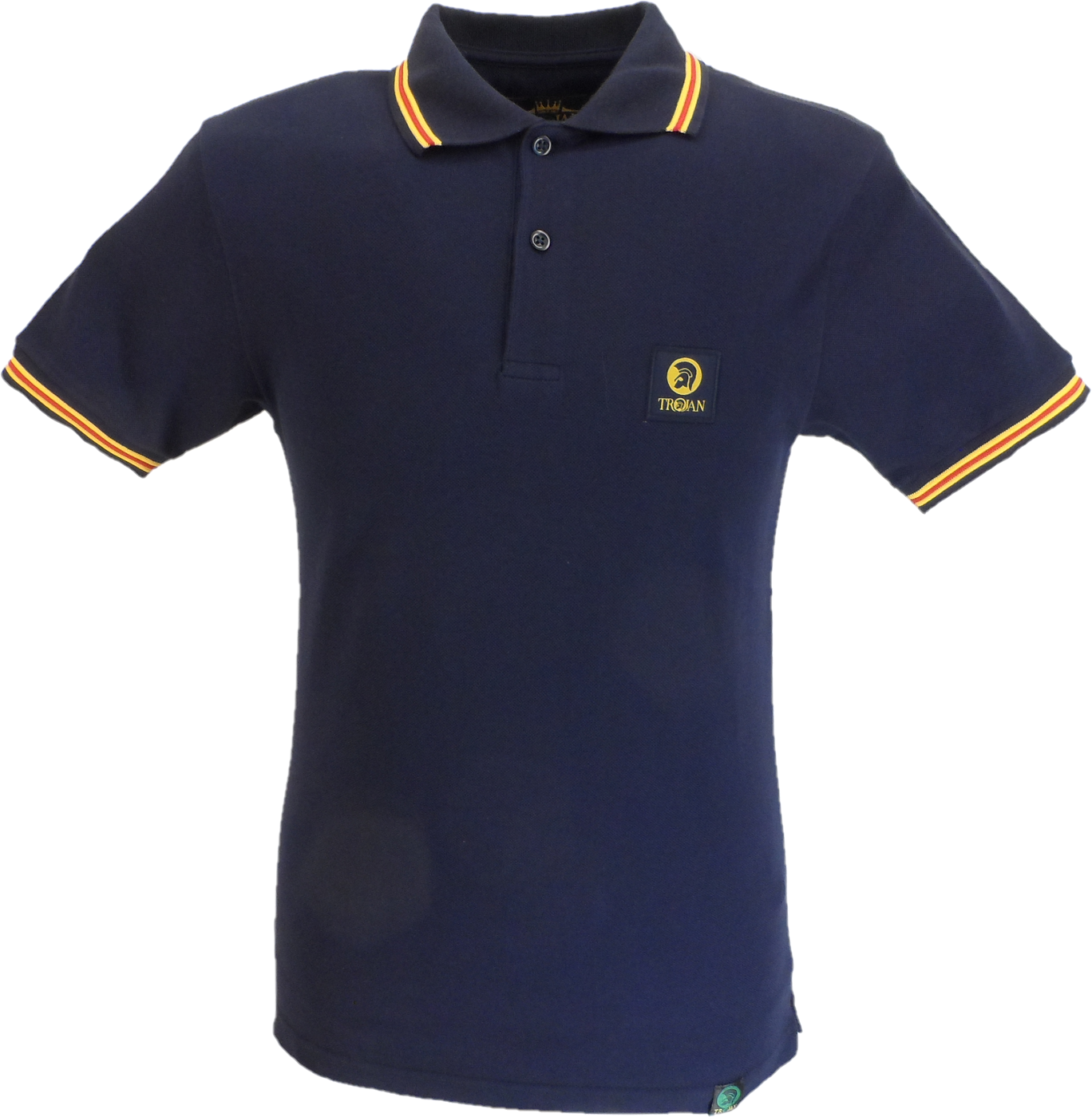 Trojan Mens Navy Blue Old School Pique Tipped Polo Shirt