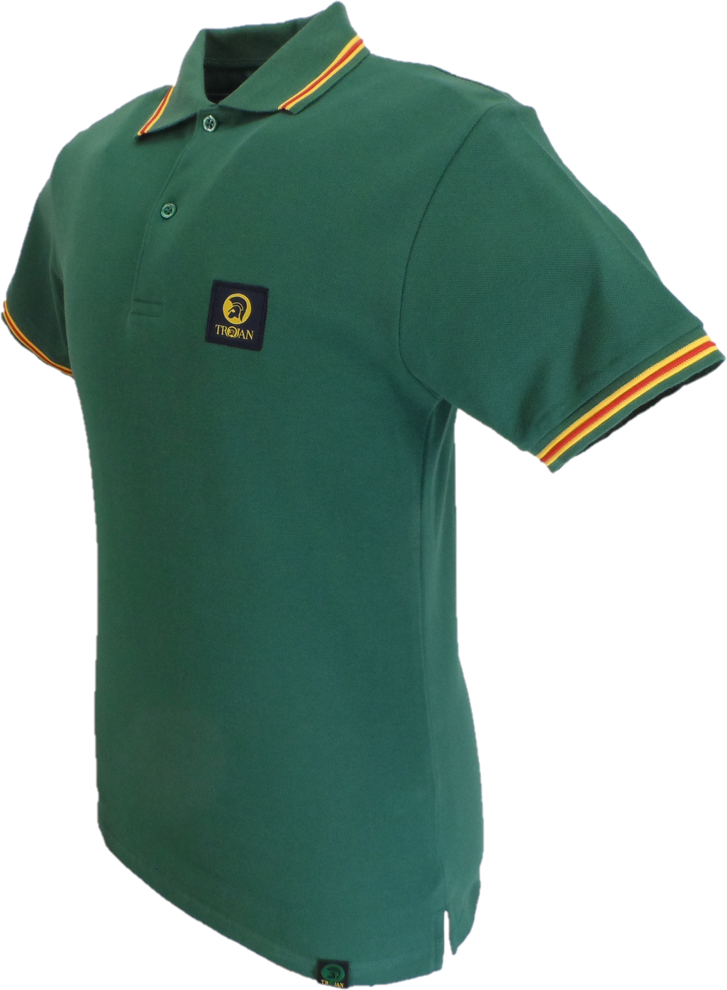 Trojan Mens Green Old School Pique Tipped Polo Shirt