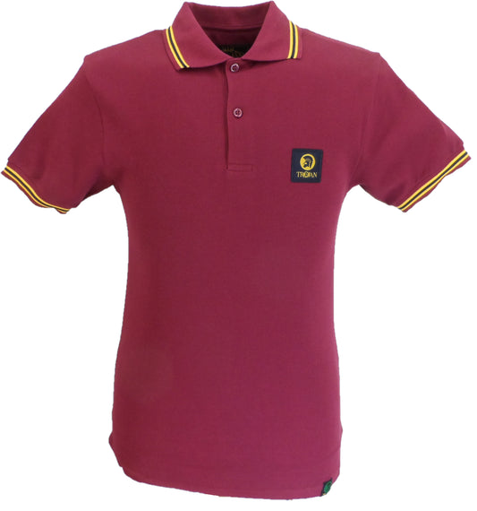 Trojan Mens Port Red Old School Pique Tipped Polo Shirt