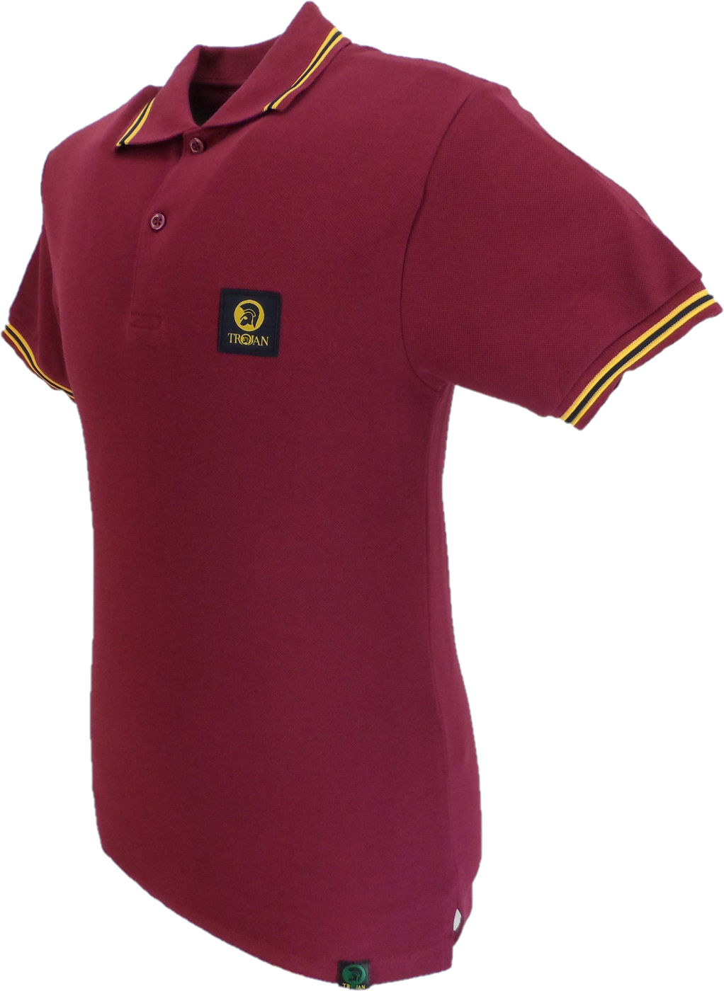 Trojan Mens Port Red Old School Pique Tipped Polo Shirt