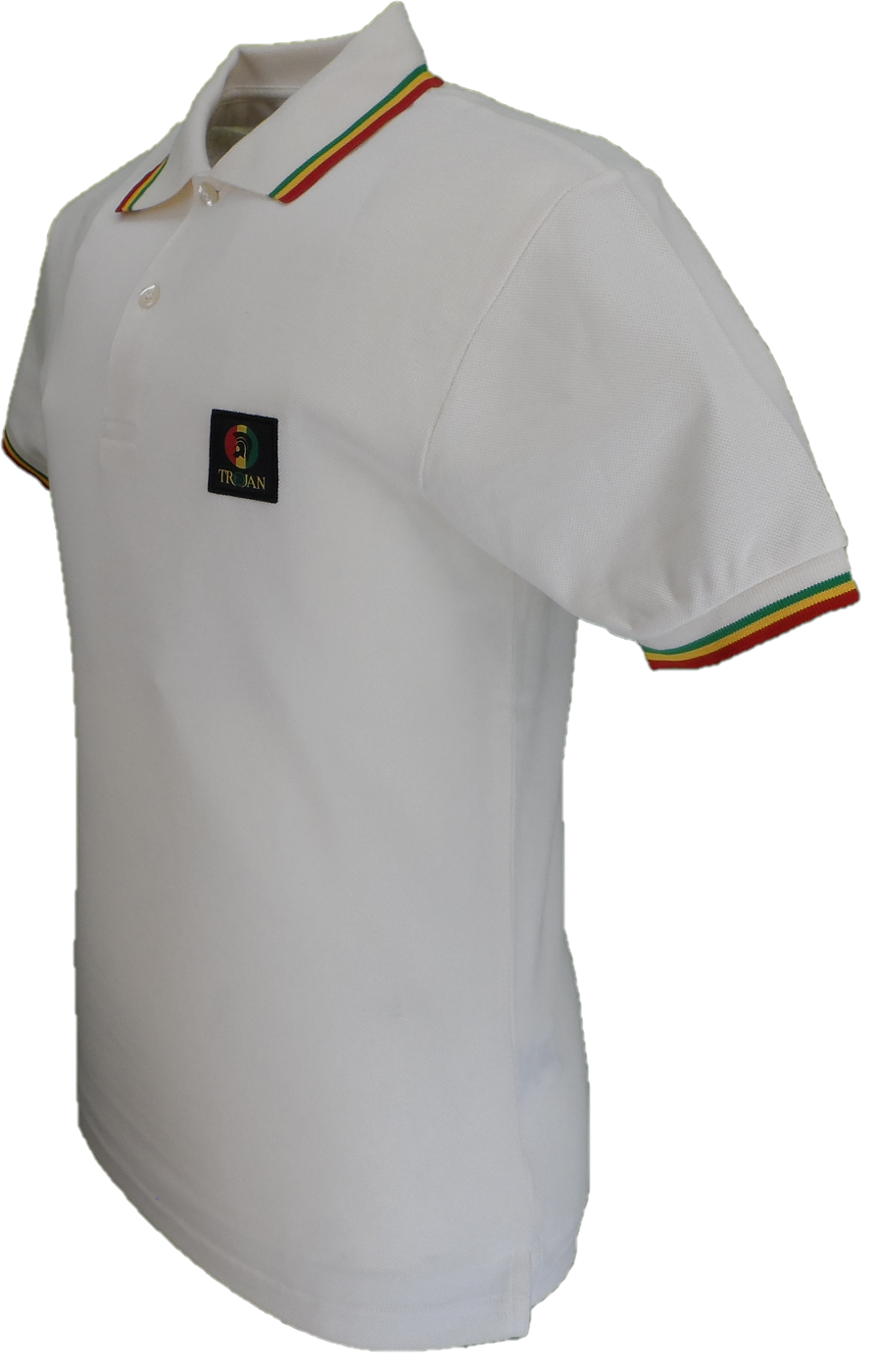 Trojan Mens Cream Rasta Flag Badge Twin Tipped Polo Shirt