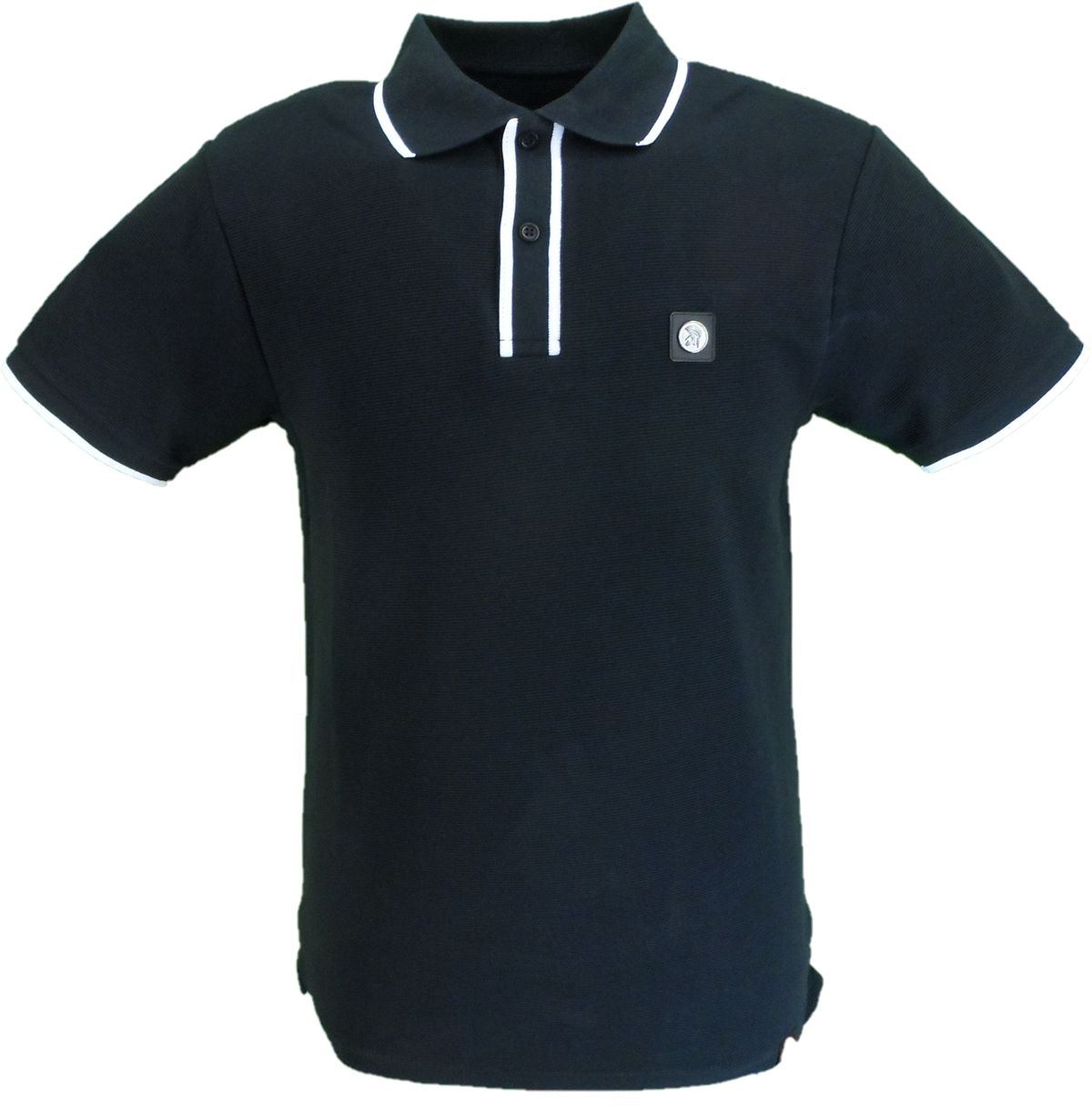 Trojan Mens Black Ottoman Rib Tipped Polo Shirt