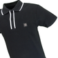 Trojan Mens Black Ottoman Rib Tipped Polo Shirt