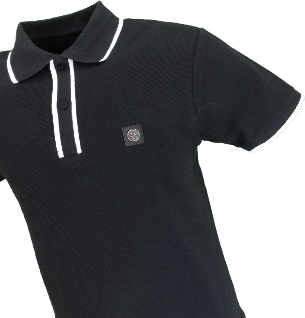 Trojan Mens Black Ottoman Rib Tipped Polo Shirt