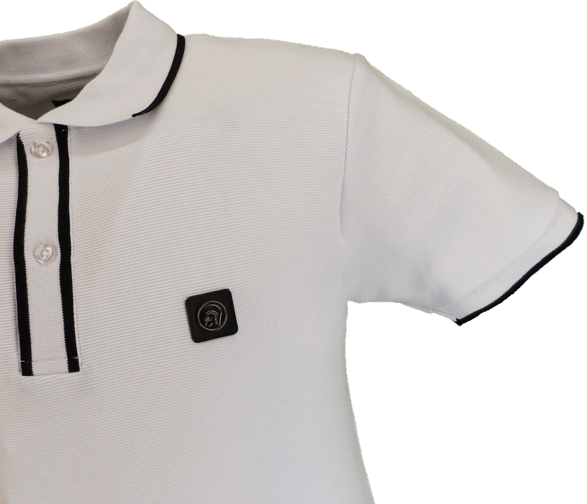 Trojan Mens White Ottoman Rib Tipped Polo Shirt