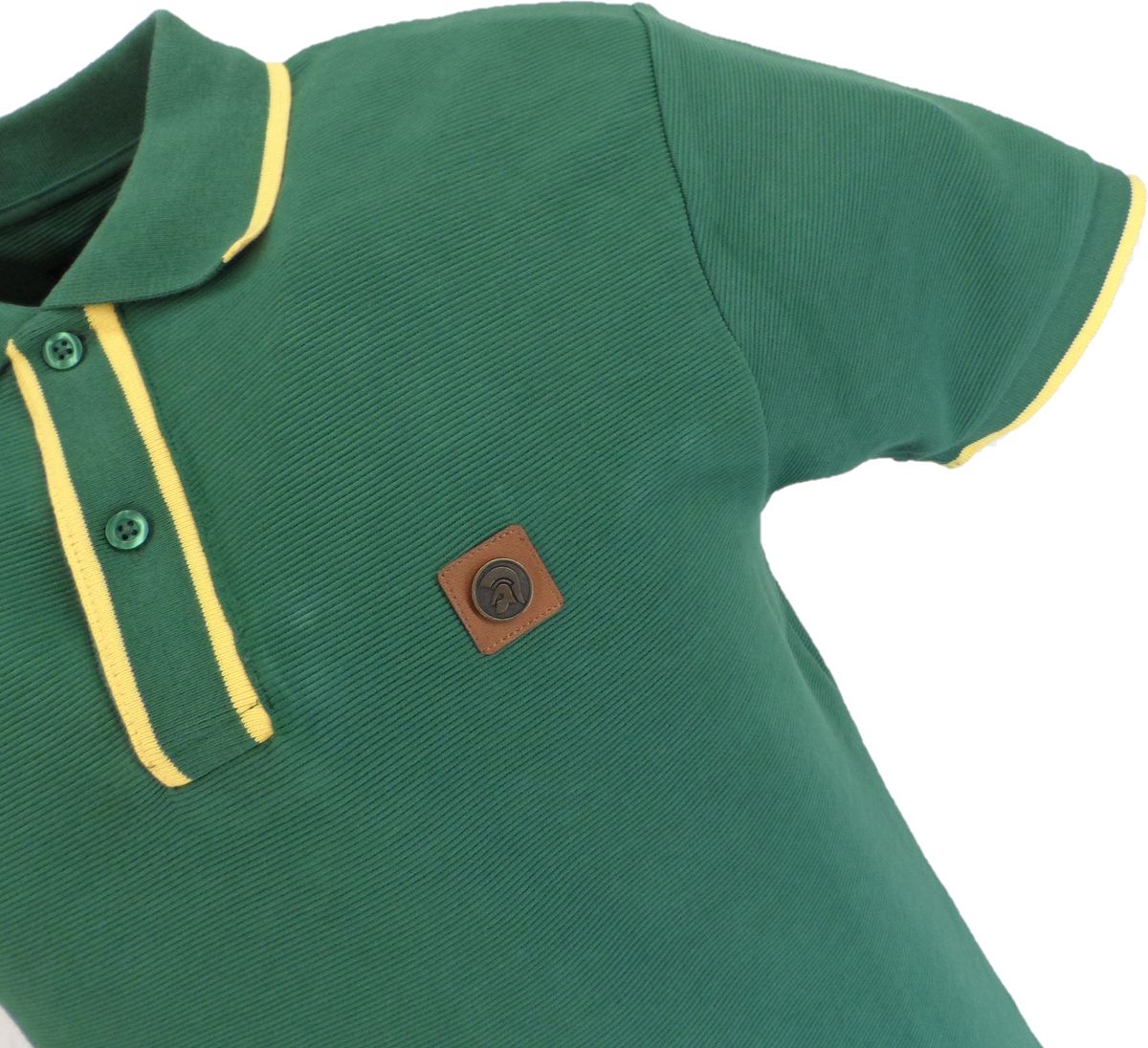 Trojan Mens Green Ottoman Rib Tipped Polo Shirt
