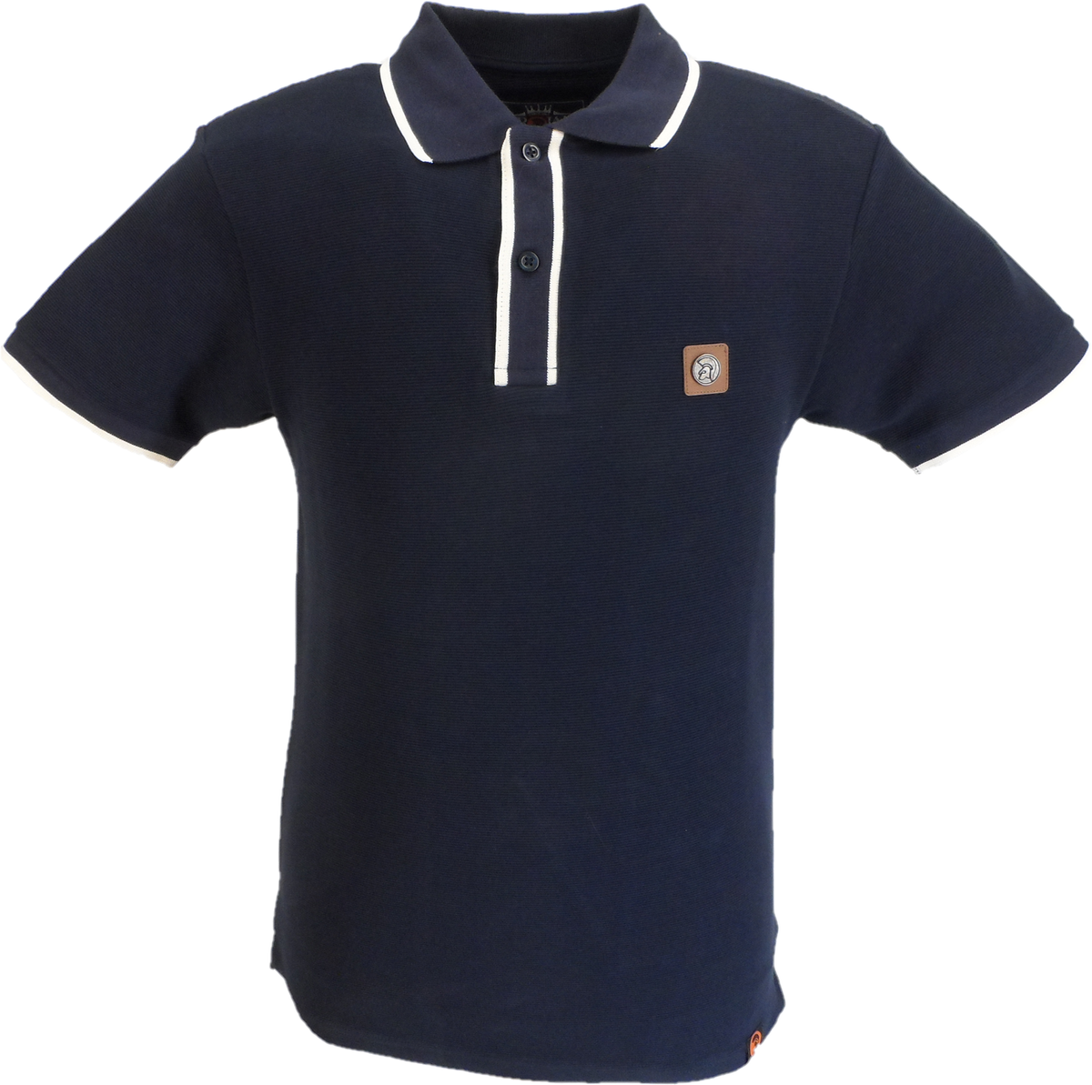 Trojan Mens Navy Blue Ottoman Rib Tipped Polo Shirt