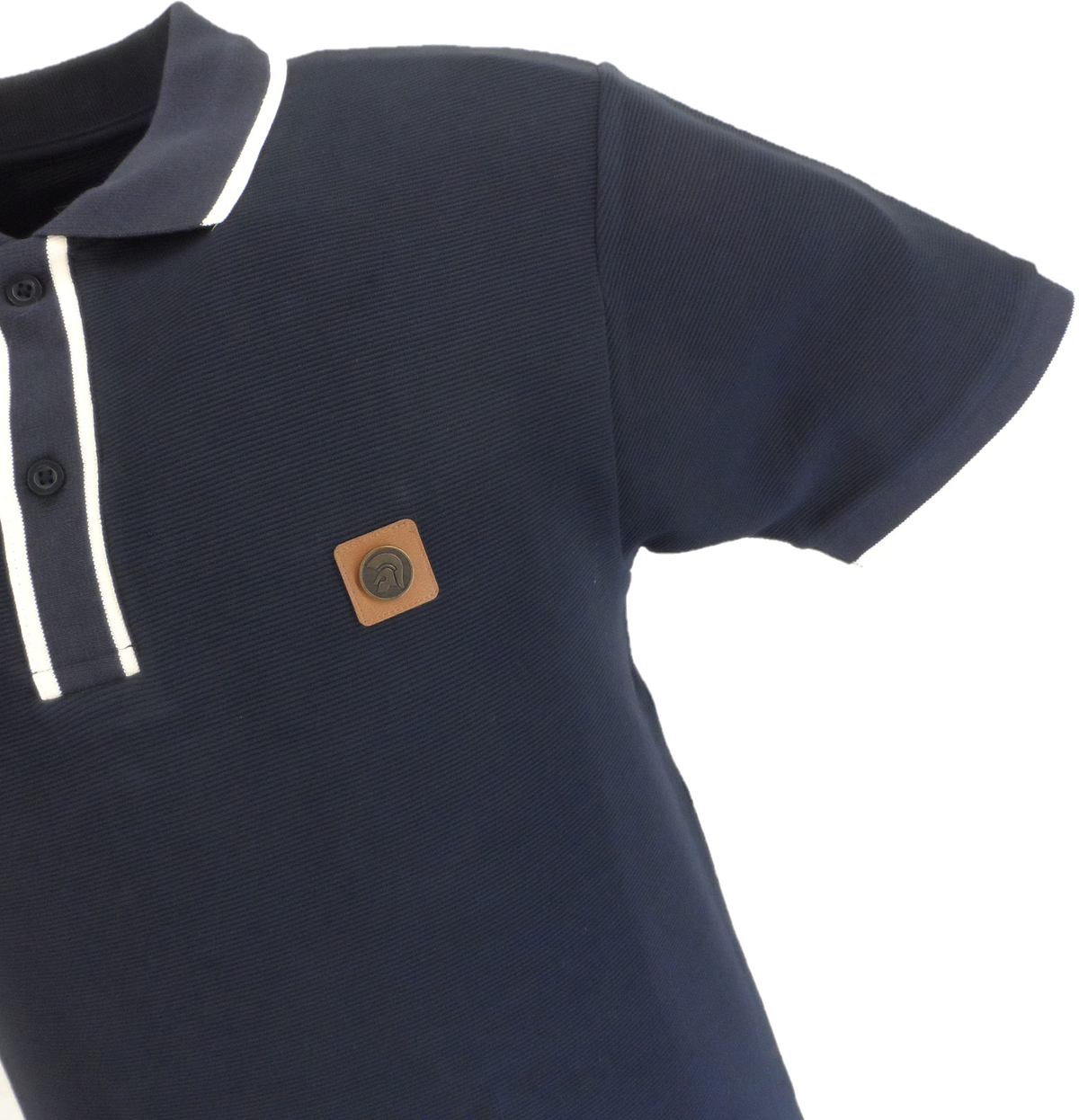Trojan Mens Navy Blue Ottoman Rib Tipped Polo Shirt