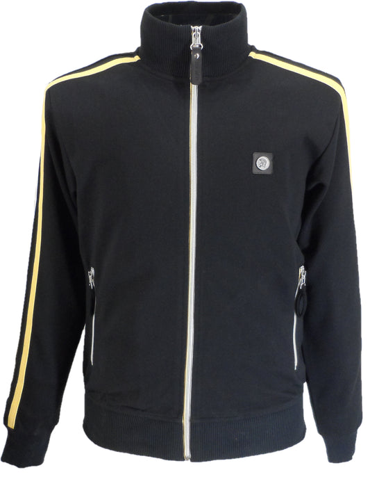 Trojan Mens Black Twin Stripe Contrast Zip Track Tops