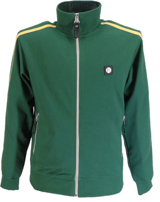 Trojan Mens Green Twin Stripe Contrast Zip Track Tops