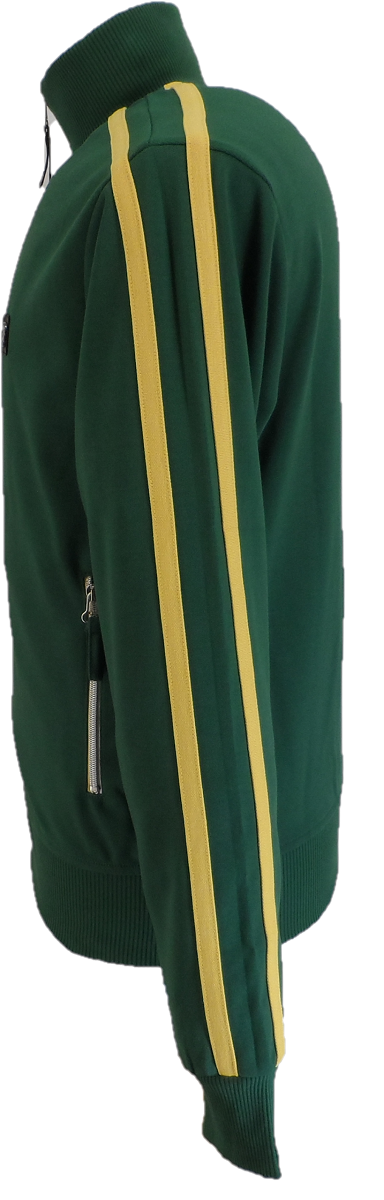 Trojan Mens Green Twin Stripe Contrast Zip Track Tops