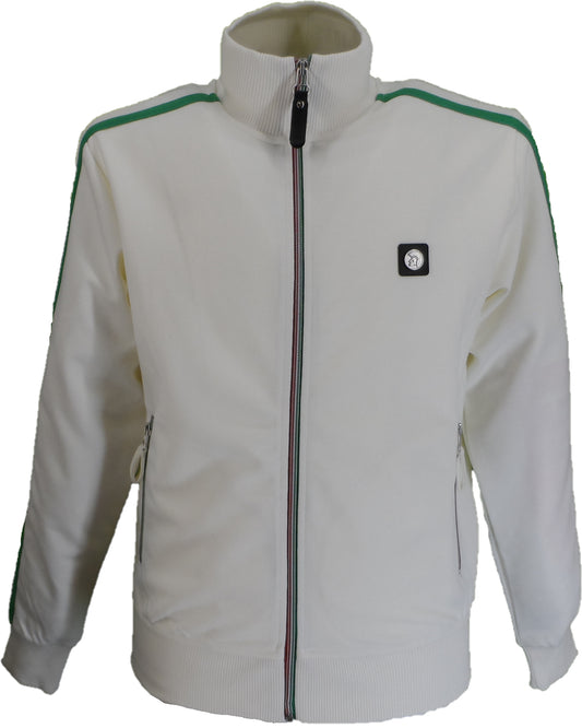 Trojan Mens Ecru Twin Stripe Contrast Zip Track Tops
