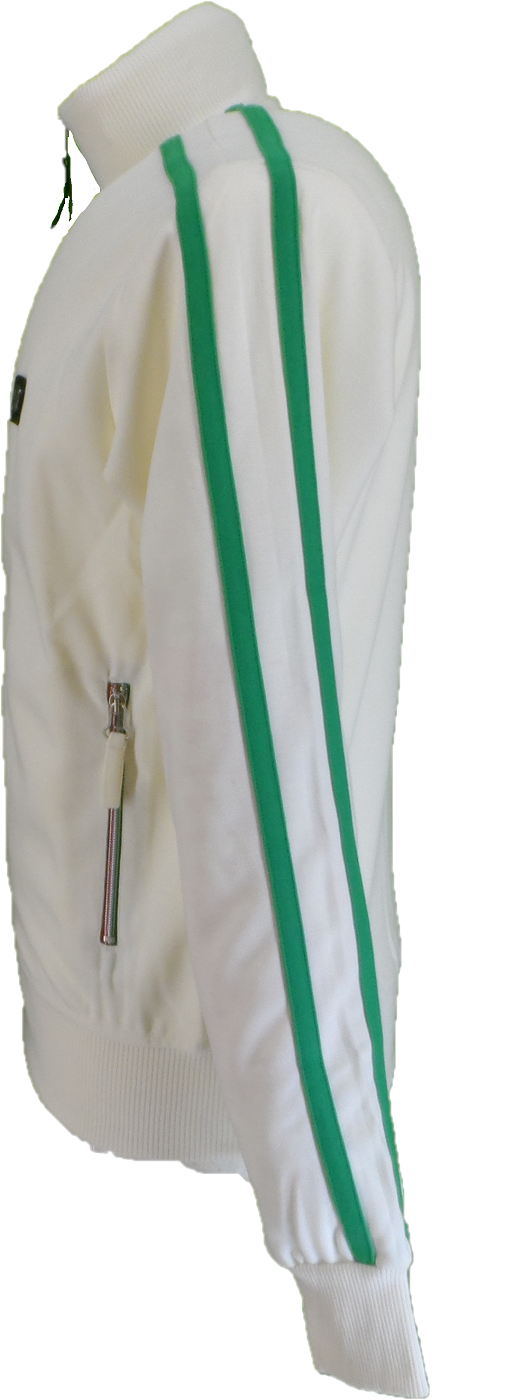 Trojan Mens Ecru Twin Stripe Contrast Zip Track Tops