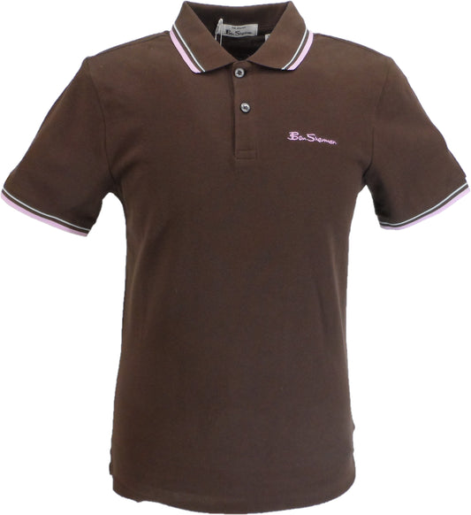 Ben Sherman Men's Signature Dark Brown 100% Cotton Polo Shirt