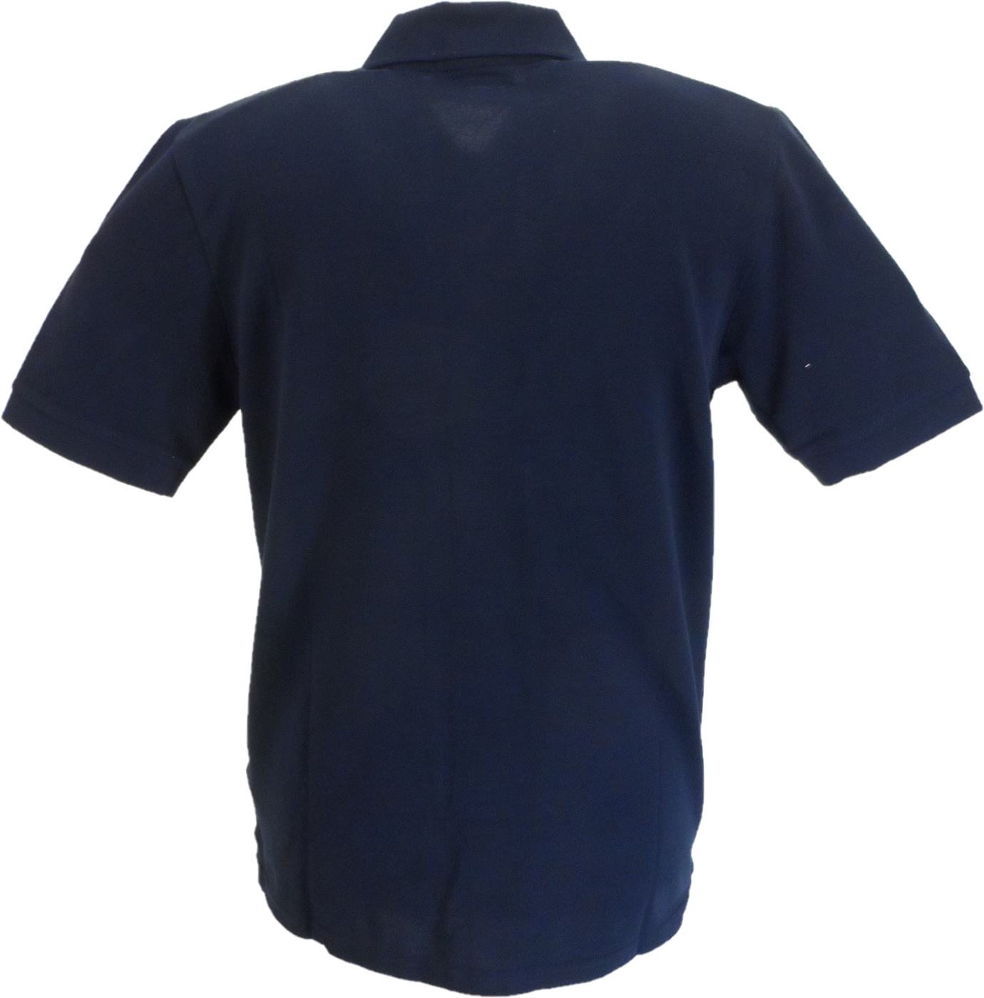 Navy blue polo shirt on a white background