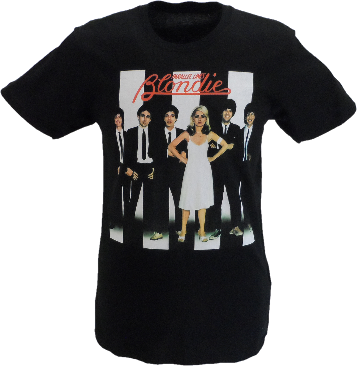Mens Black Official Blondie Parallel Lines with Back Print T Shirt ...