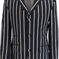 Mens Classic Retro Black/White Striped Boating Blazer Jacket