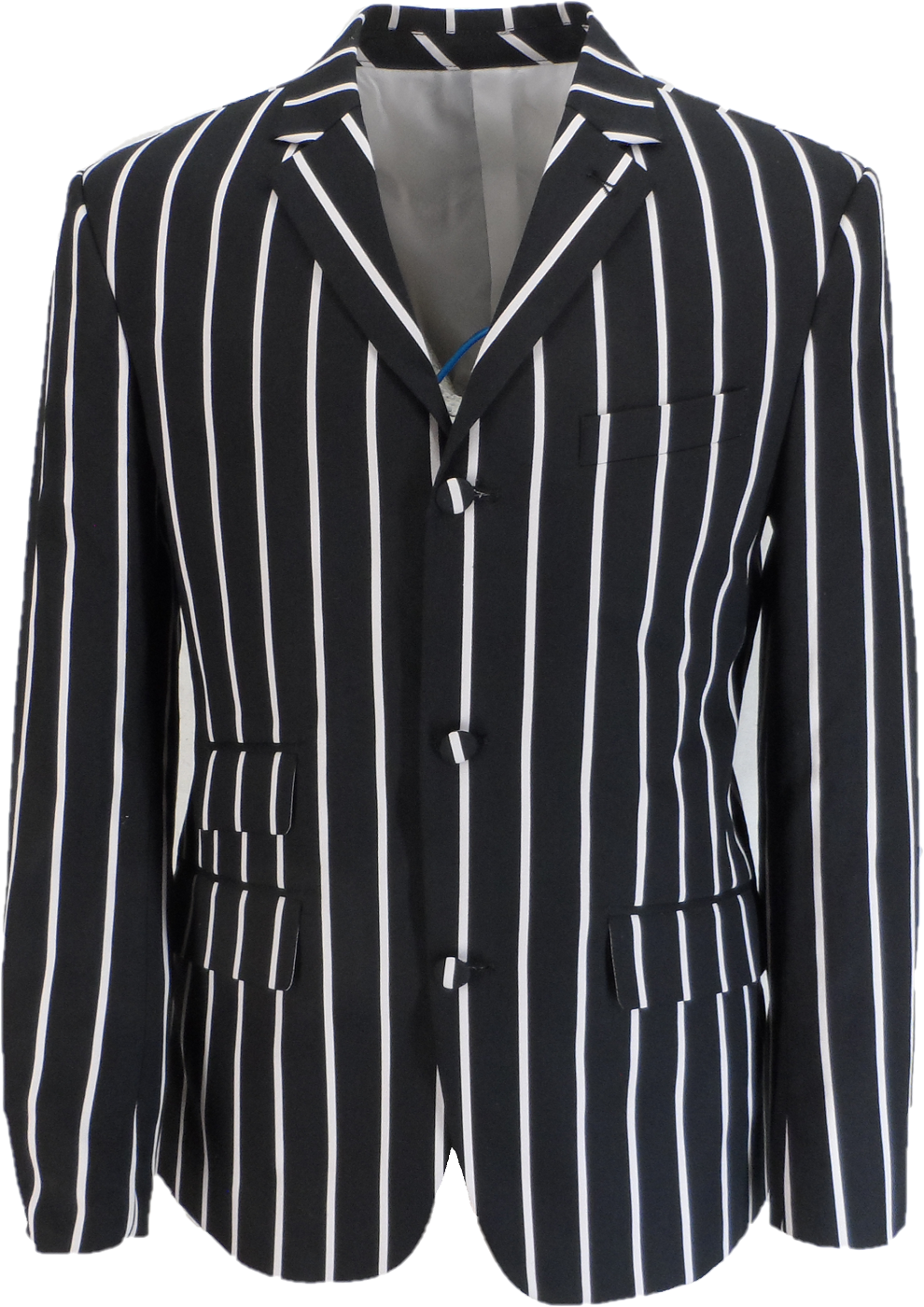 Mens Classic Retro Black/White Striped Boating Blazer Jacket